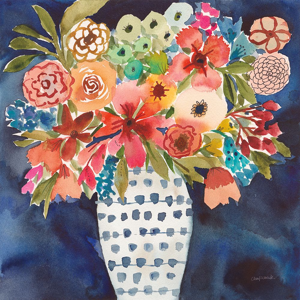 Floral Beauty II Striped Vase art print by Cheryl Warrick for $57.95 CAD