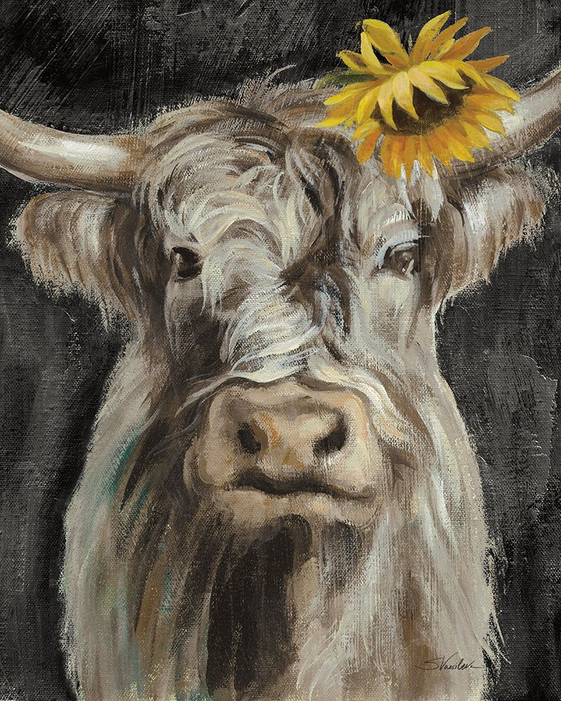 Floral Highland Cow Vertical art print by Silvia Vassileva for $57.95 CAD