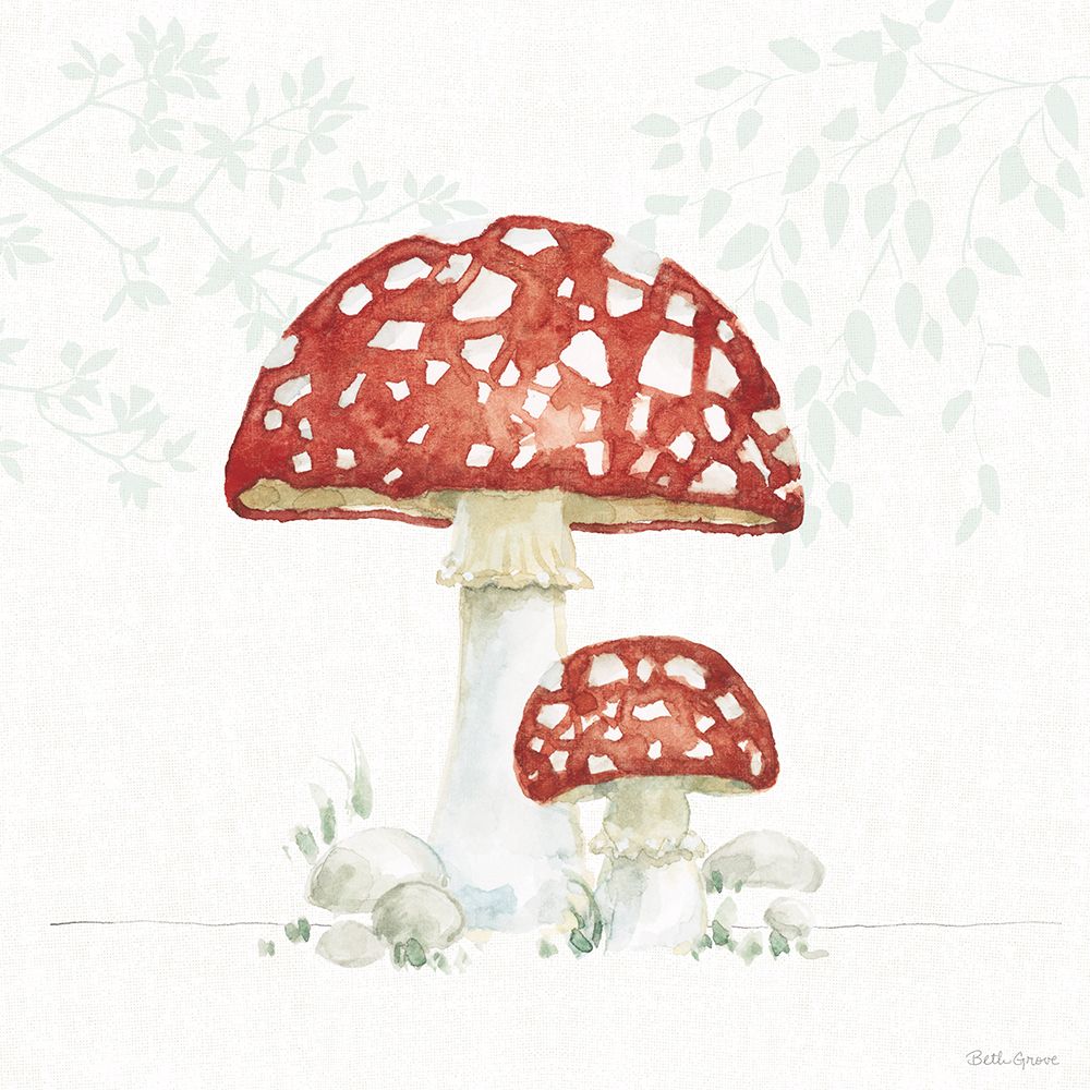 Woodland Love Red Mushroom art print by Beth Grove for $57.95 CAD