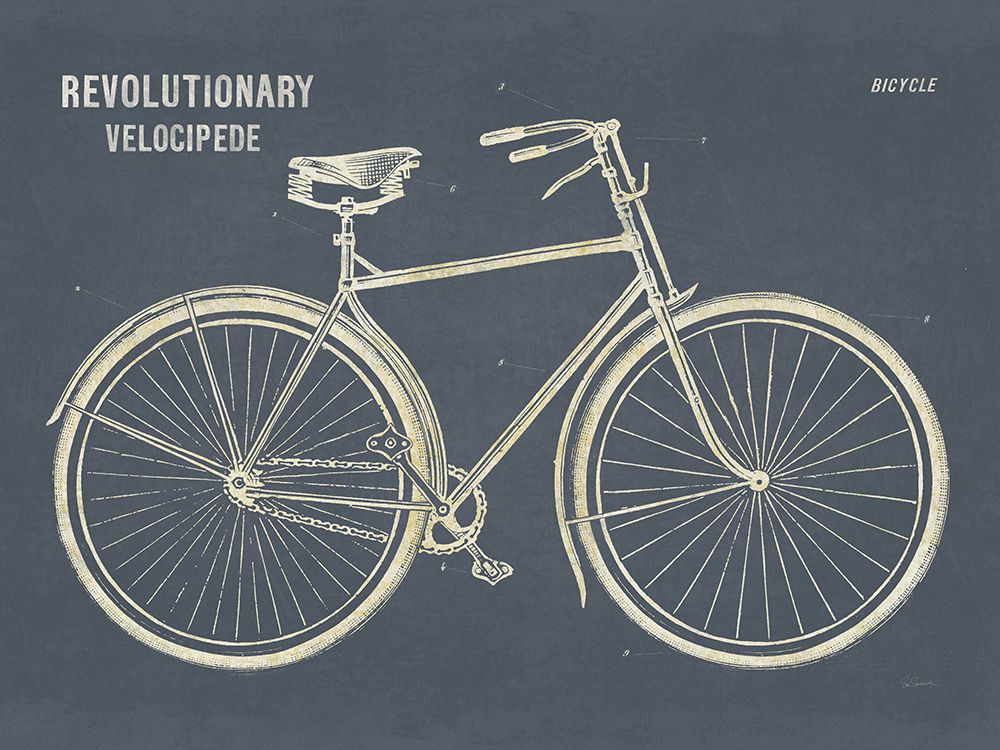 Blueprint Bicycle Flipped Gray art print by Sue Schlabach for $57.95 CAD