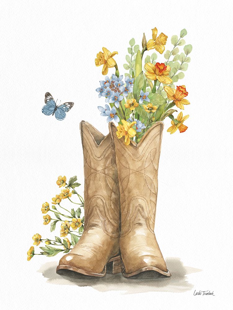 Wildflower Western I Sky Blue art print by Leslie Trimbach for $57.95 CAD