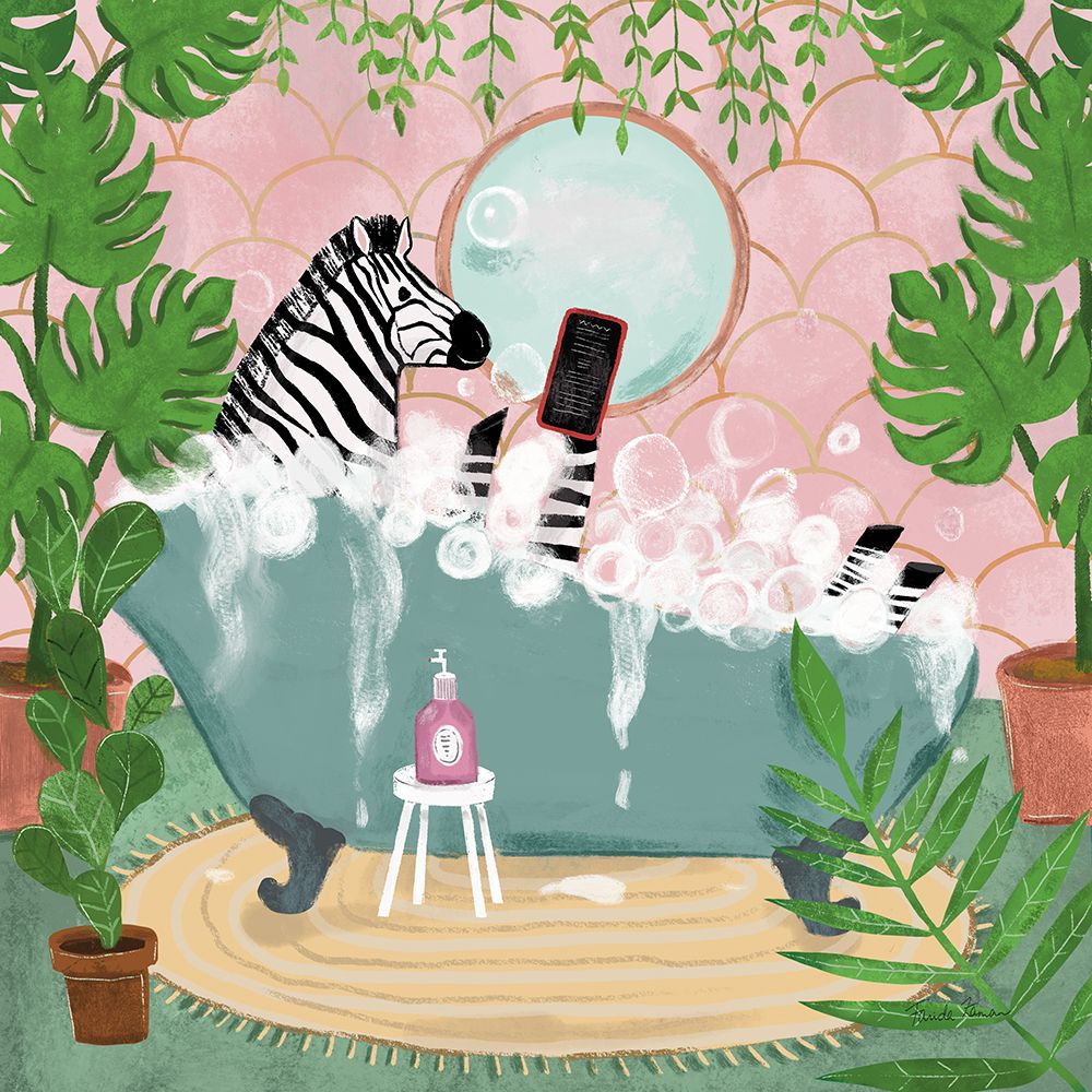 Zebra in Tub art print by Farida Zaman for $57.95 CAD