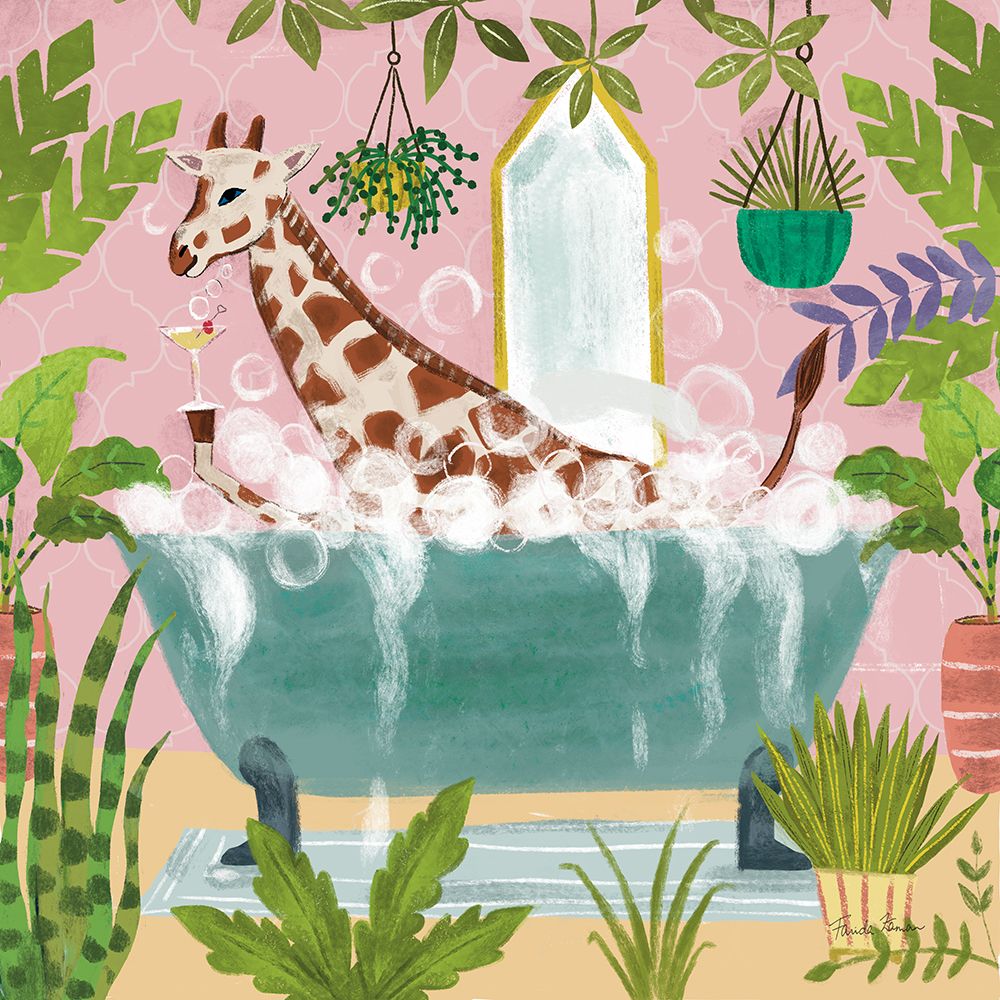 Giraffe in Tub art print by Farida Zaman for $57.95 CAD