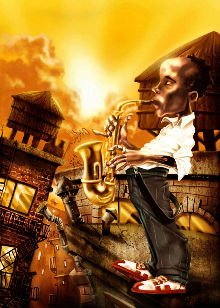 The Saxophonist -1 art print by A. - Perez A. Alvez for $57.95 CAD