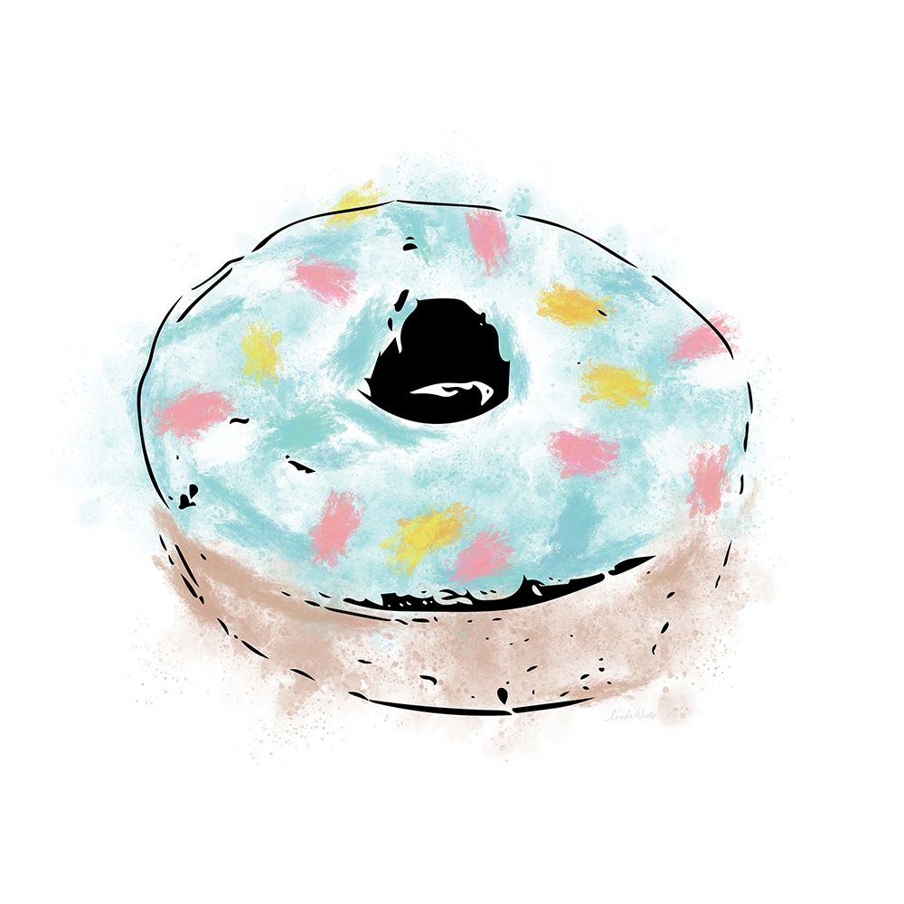 Blue Sprinkle Donut art print by Linda Woods for $63.95 CAD