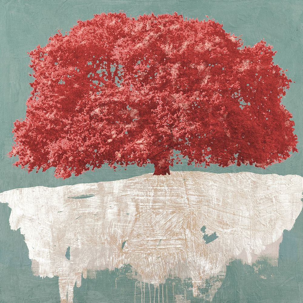 Red Tree on Aqua art print by Alessio Aprile for $57.95 CAD