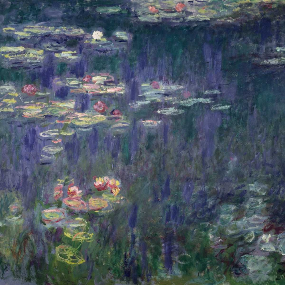 Waterlilies: Green Reflections (detail) art print by Claude Monet for $57.95 CAD
