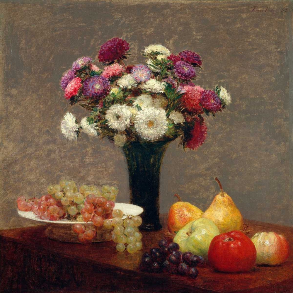 Asters and Fruit on a Table art print by Henri Fantin-Latour for $57.95 CAD