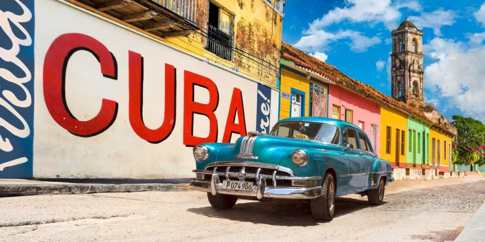 Vintage car and mural- Cuba art print by Pangea Images for $57.95 CAD