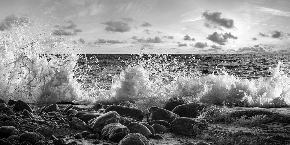 Waves crashing, Point Reyes, California (detail, BW) art print by Pangea Images for $57.95 CAD
