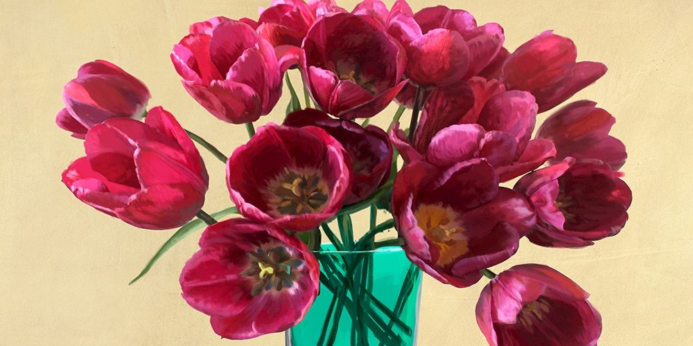 Red Tulips in a Glass Vase (detail) art print by Andrea Antinori for $57.95 CAD