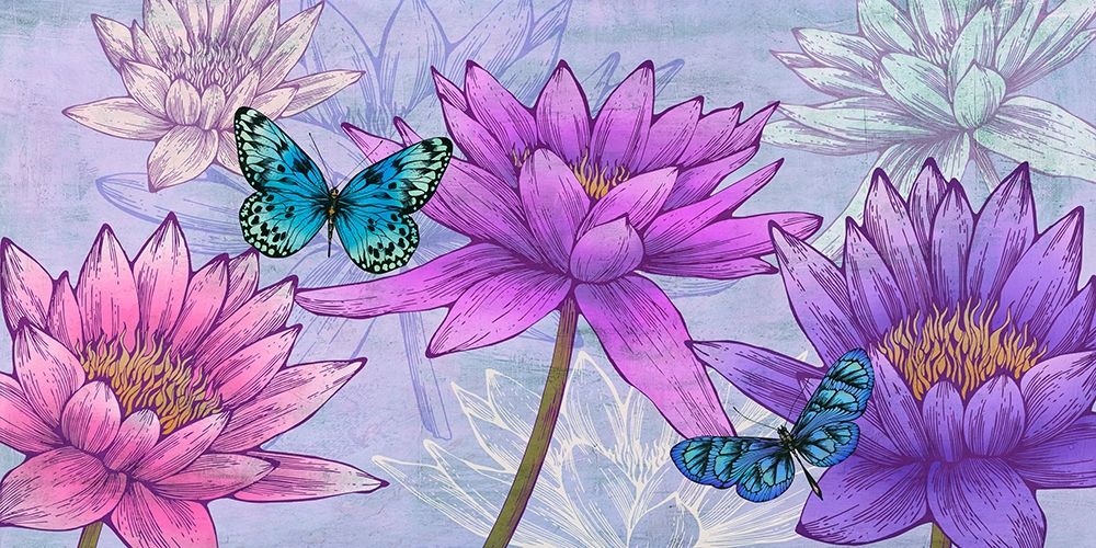 Nympheas and Butterflies art print by Eve C. Grant for $49.95 CAD