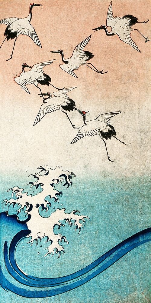 Cranes Flying (detail) art print by Ando Hiroshige for $57.95 CAD