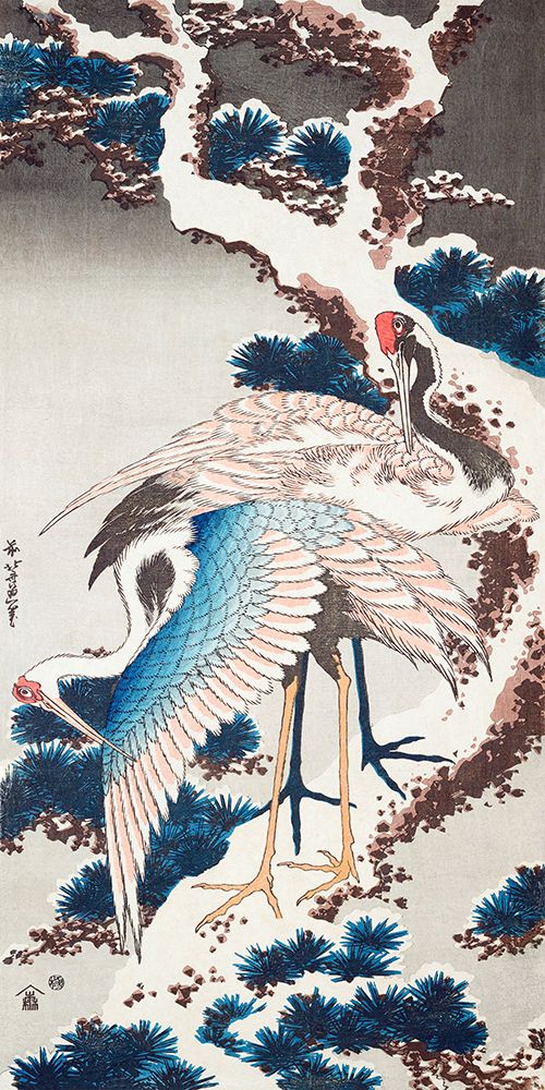 Cranes on a Snowy Tree art print by Katsushika Hokusai for $57.95 CAD
