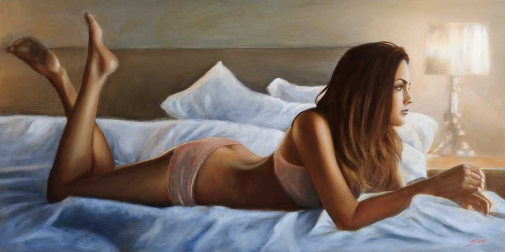 Beauty in bed art print by John Silver for $57.95 CAD