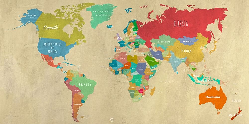 Modern Map of the World  - detail art print by Joannoo for $57.95 CAD
