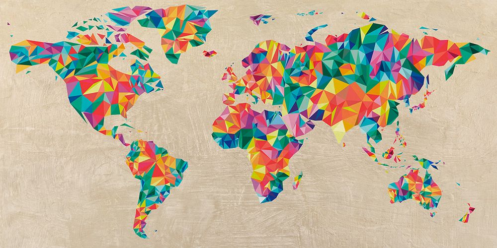 Multicolor World Map (neutral) art print by Joannoo for $57.95 CAD
