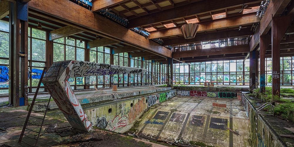 Abandoned Resort Pool, Upstate NY (detail) art print by Richard Berenholtz for $57.95 CAD