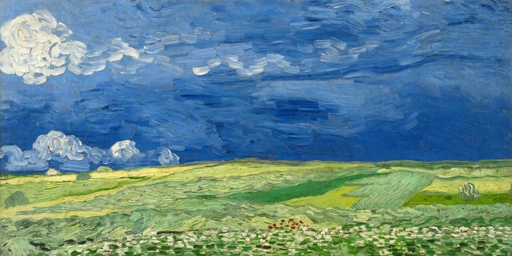 Wheatfield under thunderclouds art print by Vincent Van Gogh for $57.95 CAD