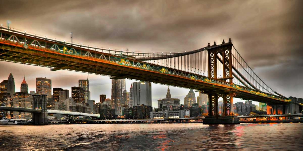 Manhattan Bridge and New York City Skyline, NYC art print by Vadim Ratsenskiy for $57.95 CAD