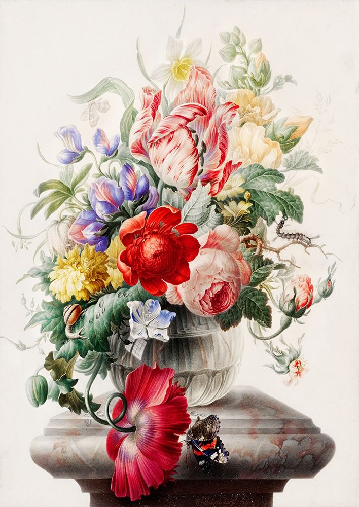 Flowers in a glass vase art print by Herman Henstenburgh for $57.95 CAD