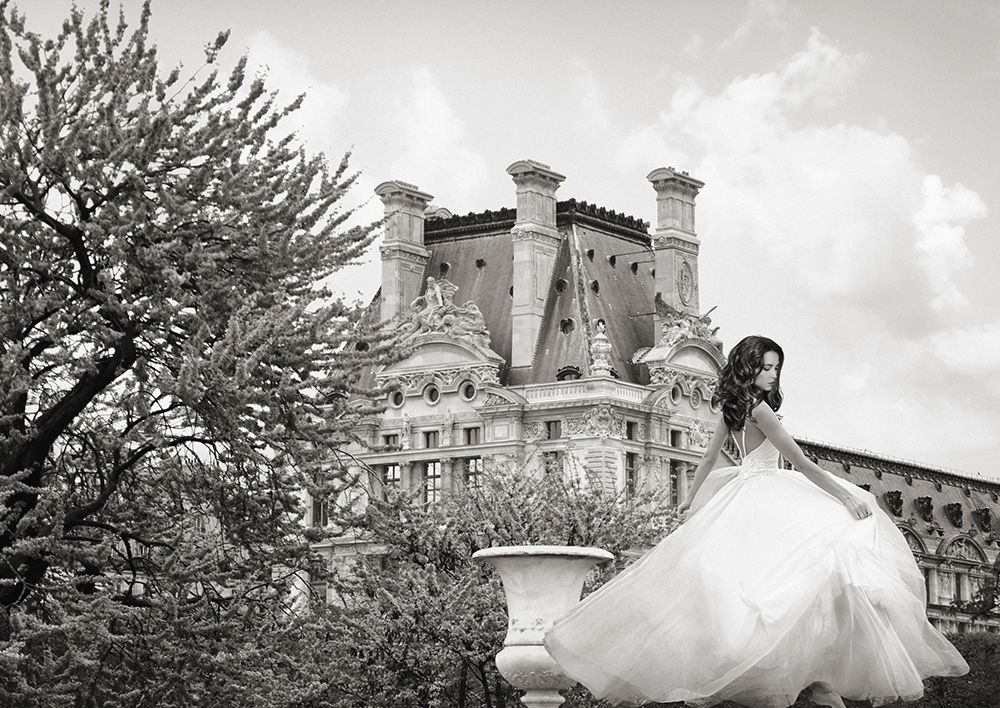 Young Woman at the Chateau de Chambord - BW art print by Haute Photo Collection for $57.95 CAD