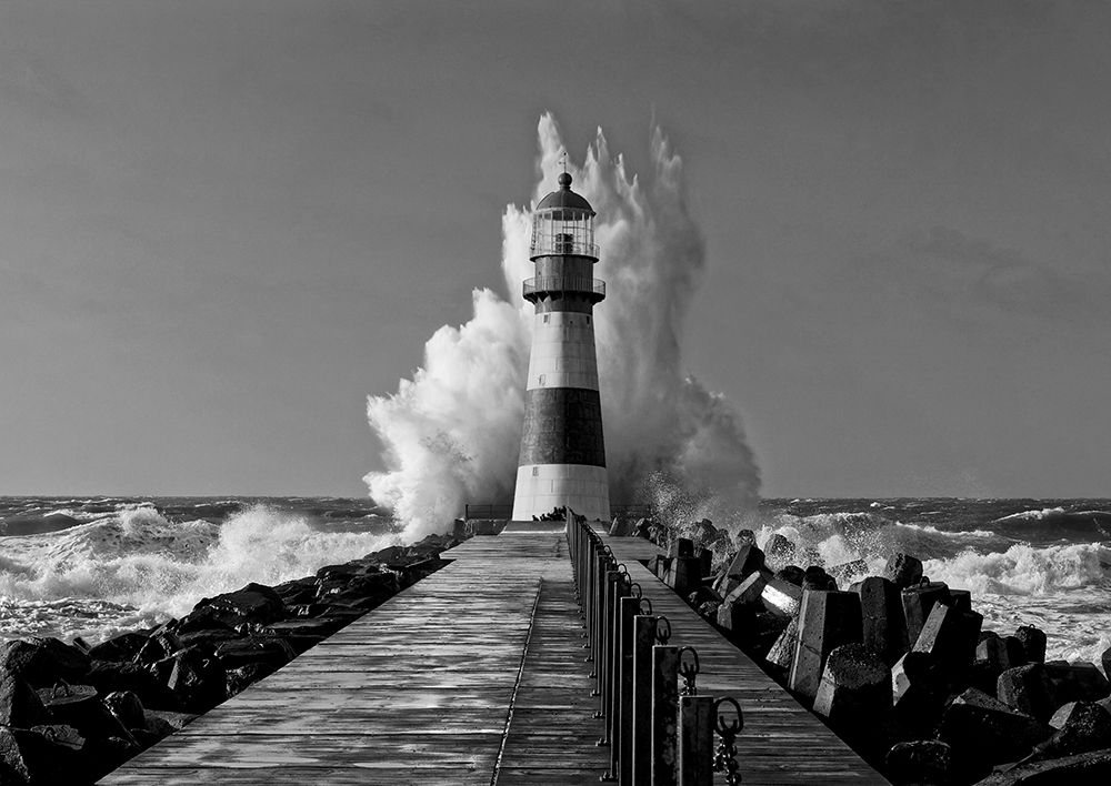Lighthouse in the Mediterranean Sea (BW) art print by Pangea Images for $57.95 CAD