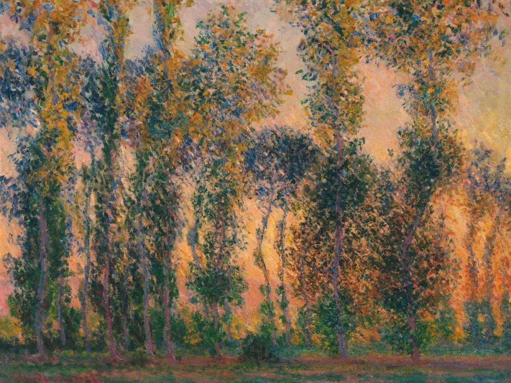 Poplars at Giverny - Sunrise art print by Claude Monet for $57.95 CAD