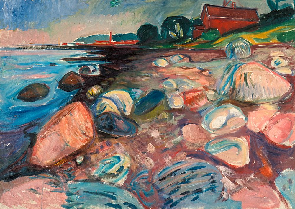 Shore with Red House art print by Edvard Munch for $57.95 CAD