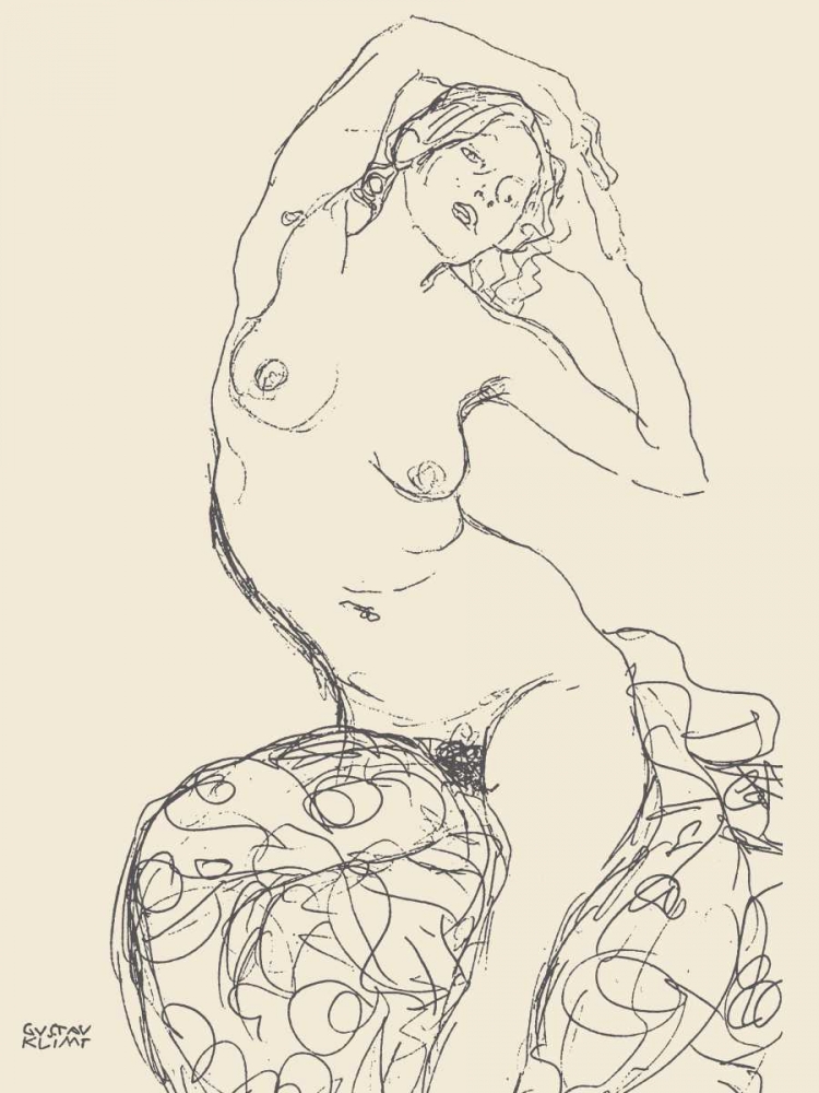 Seated Nude Woman art print by Gustav Klimt for $57.95 CAD