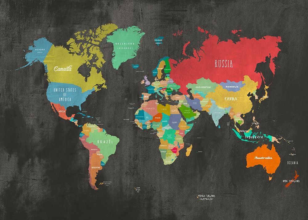 Modern Map of the World - Chalkboard art print by Joannoo for $57.95 CAD