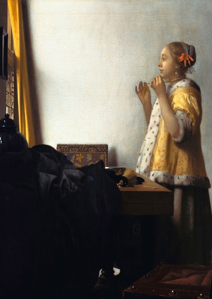 Woman with a Pearl Necklace - detail art print by Jan Vermeer for $57.95 CAD