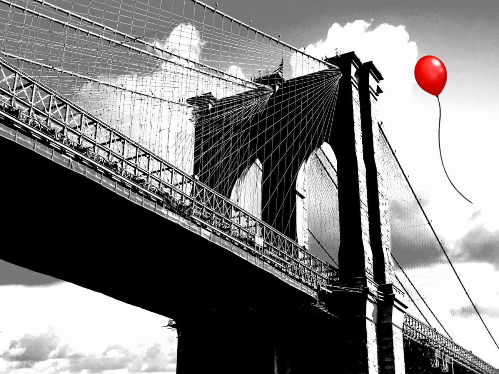 Balloon over Brooklyn Bridge art print by Masterfunk collective for $57.95 CAD