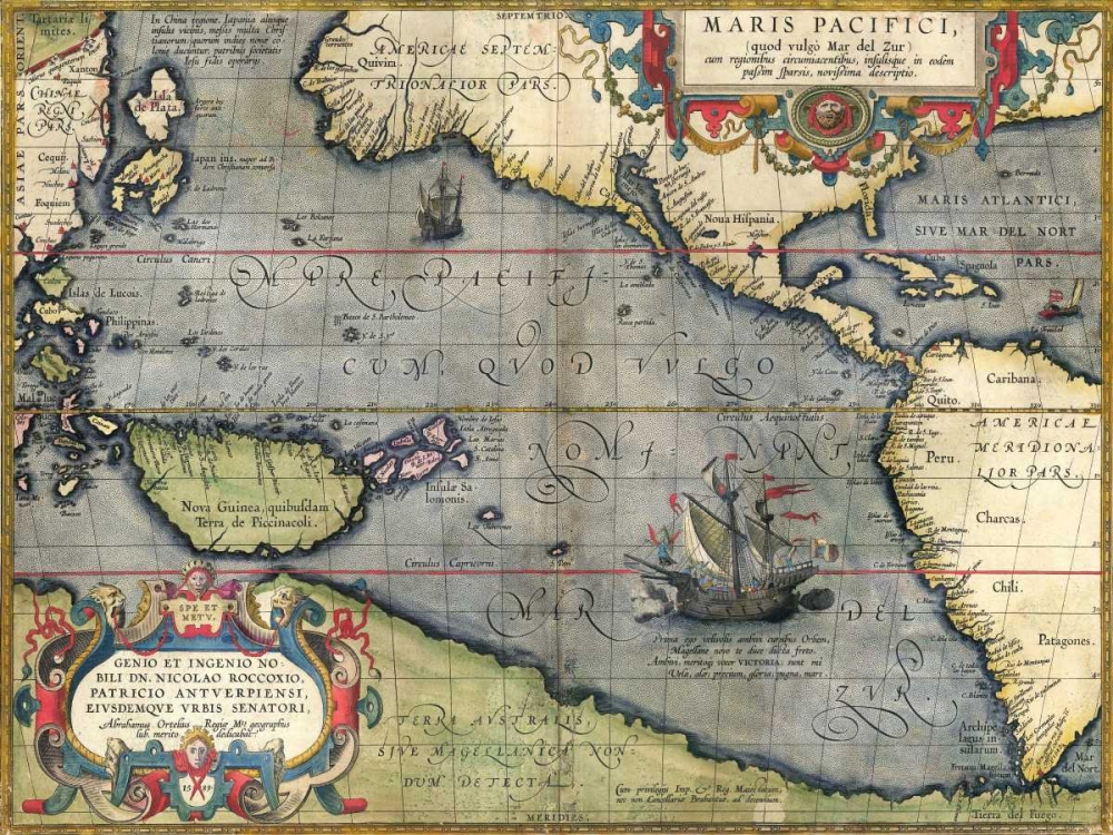 Map of the Pacific Ocean, 1589 art print by Abraham Ortelius for $57.95 CAD