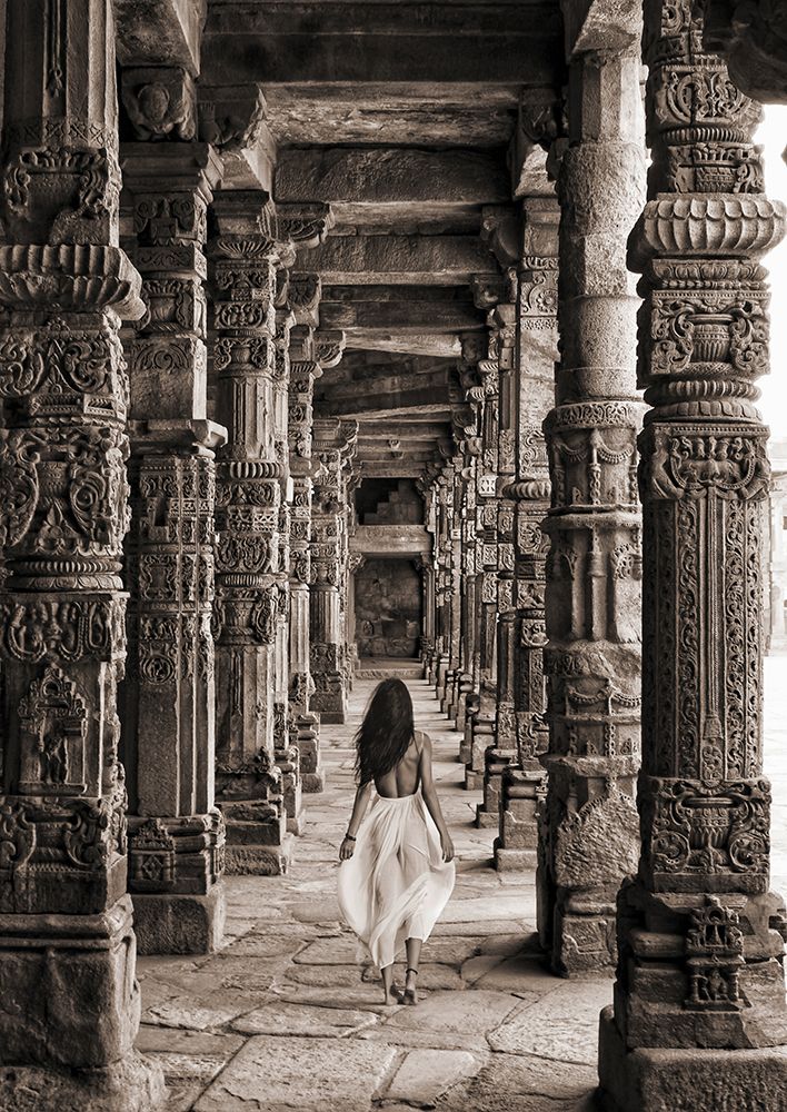 At the Temple-India (BW) art print by Marc Moreau for $57.95 CAD