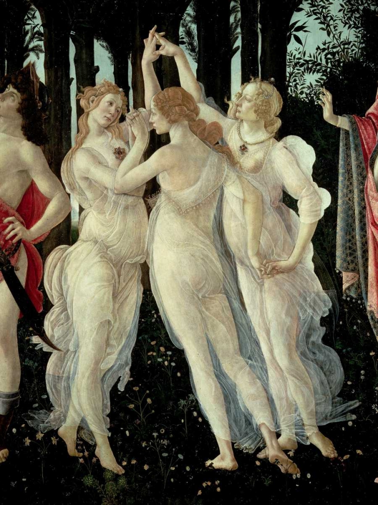 Le tre Grazie (detail of Primavera) art print by Sandro Botticelli for $57.95 CAD