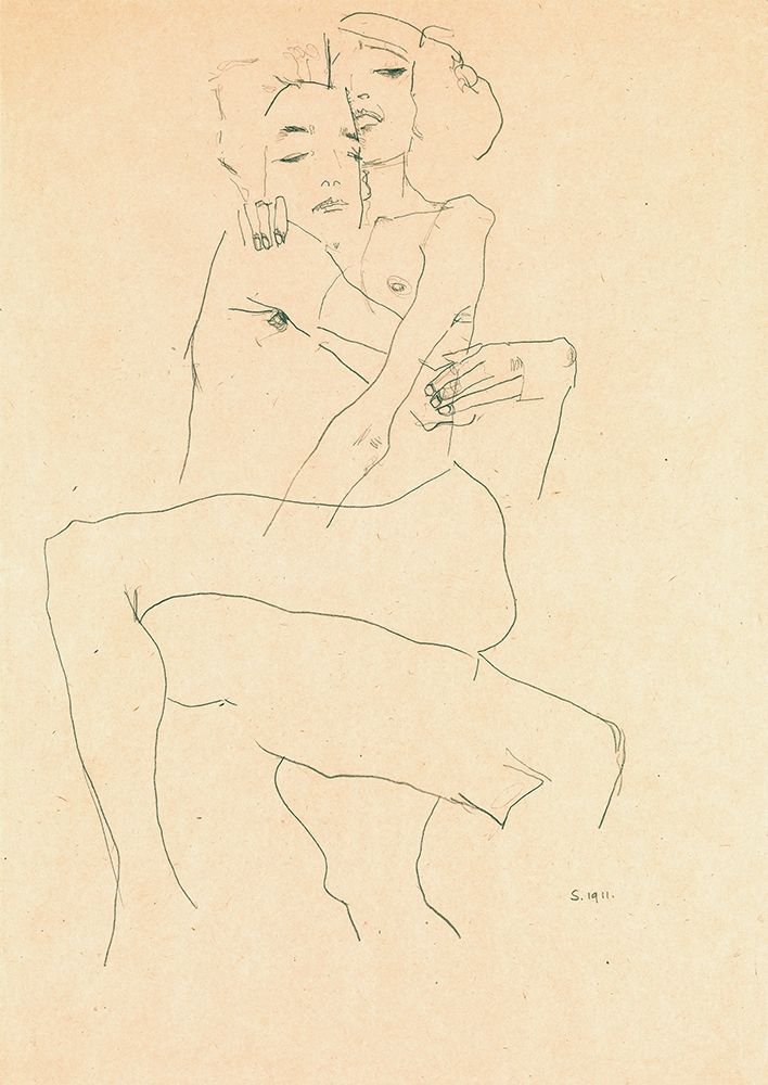 Couple Embracing art print by Egon Schiele for $57.95 CAD