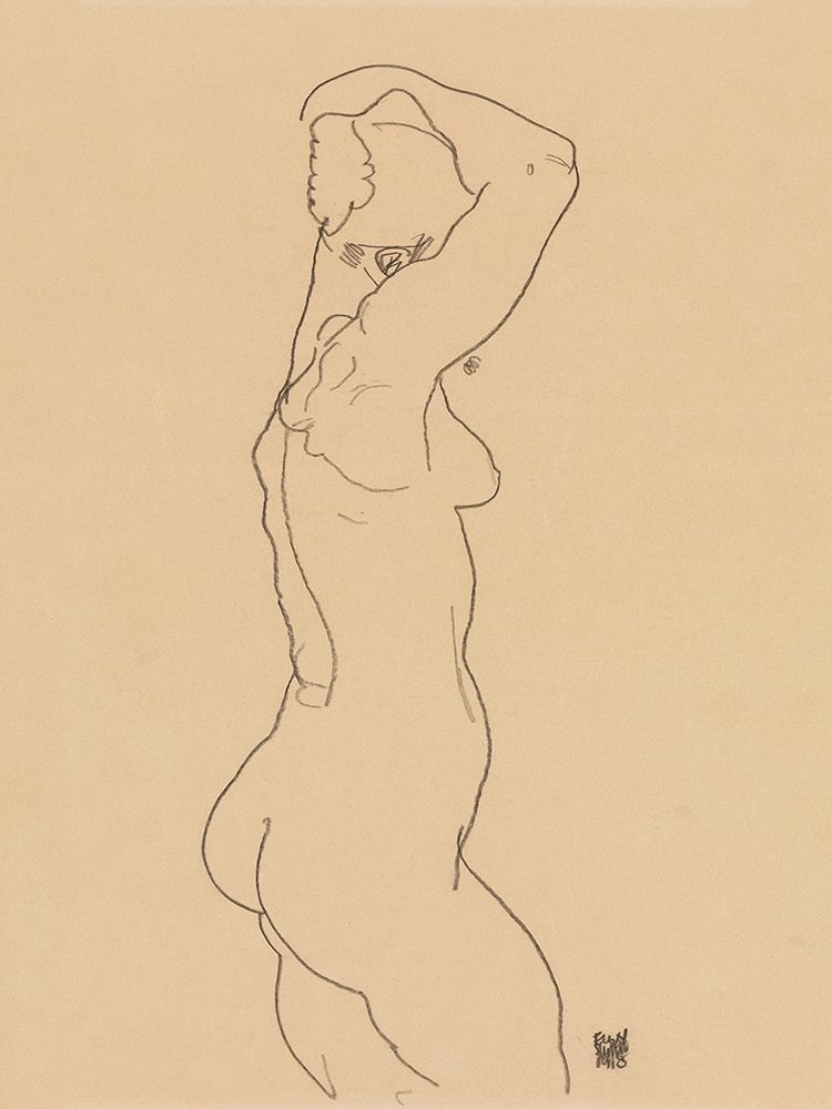 Standing Nude-Facing Right  art print by Egon Schiele for $57.95 CAD