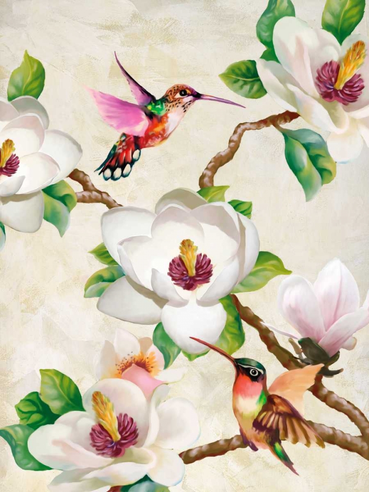 Magnolia and Humming Birds art print by Terry Wang for $57.95 CAD