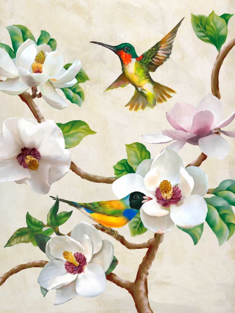 Magnolia and Birds art print by Terry Wang for $57.95 CAD