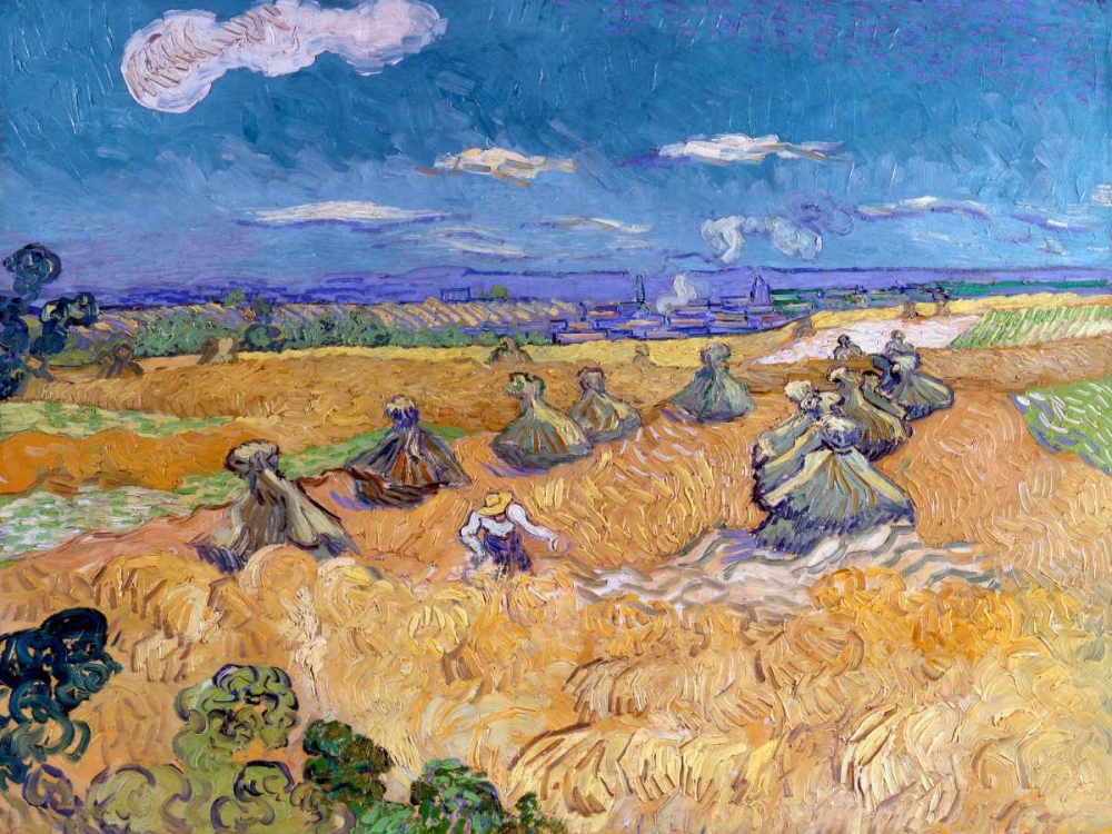 Wheat Fields with Reaper Auvers art print by Vincent Van Gogh for $57.95 CAD