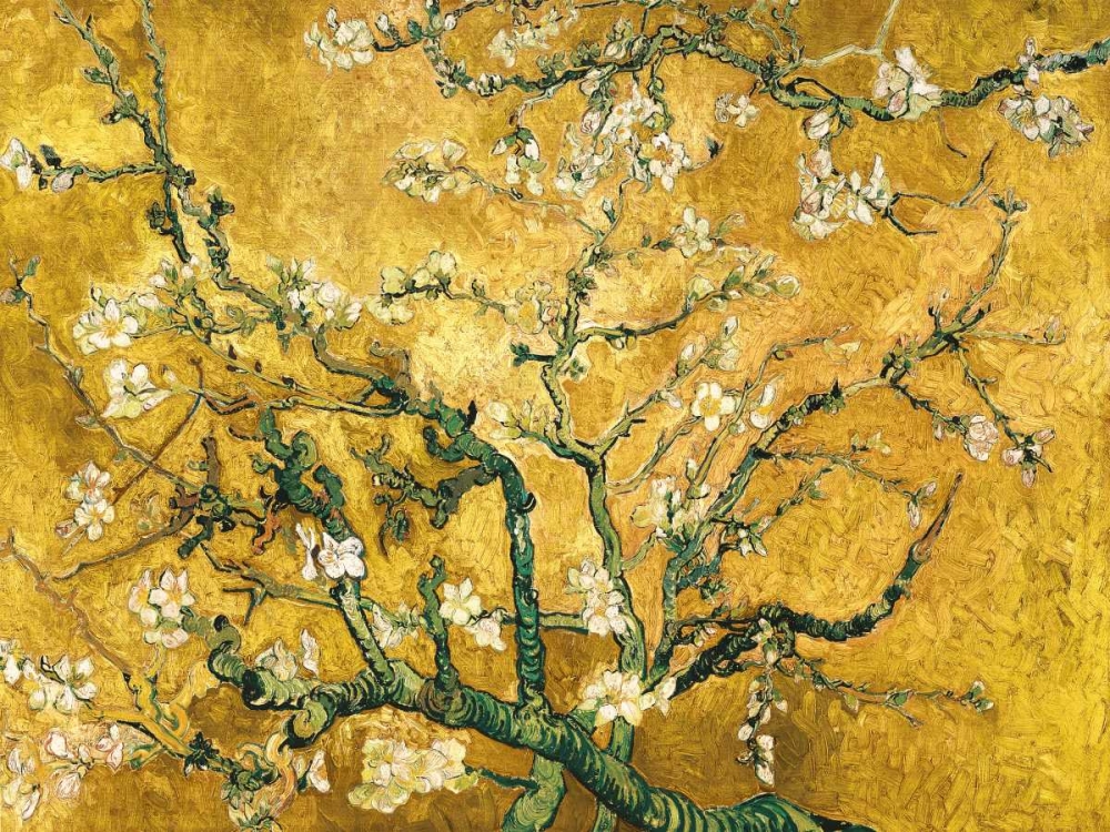 Mandorlo in fiore (gold variation) art print by Vincent Van Gogh for $57.95 CAD