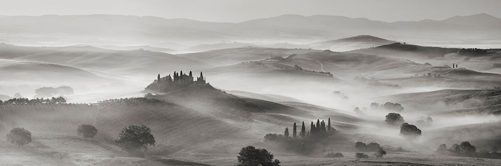 Val dOrcia panorama- Siena- Tuscany (BW) art print by Frank Krahmer for $57.95 CAD