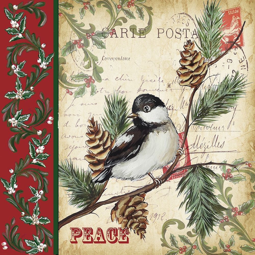 Christmas Bird Postcard I art print by Tre Sorelle Studios for $57.95 CAD