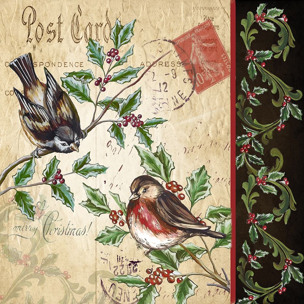 Christmas Bird Postcard II art print by Tre Sorelle Studios for $57.95 CAD