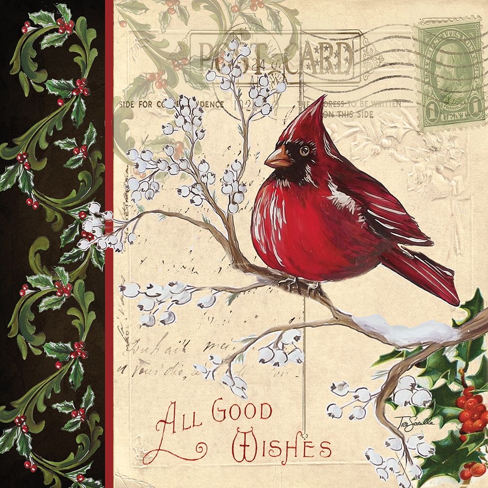 Christmas Bird Postcard III art print by Tre Sorelle Studios for $57.95 CAD