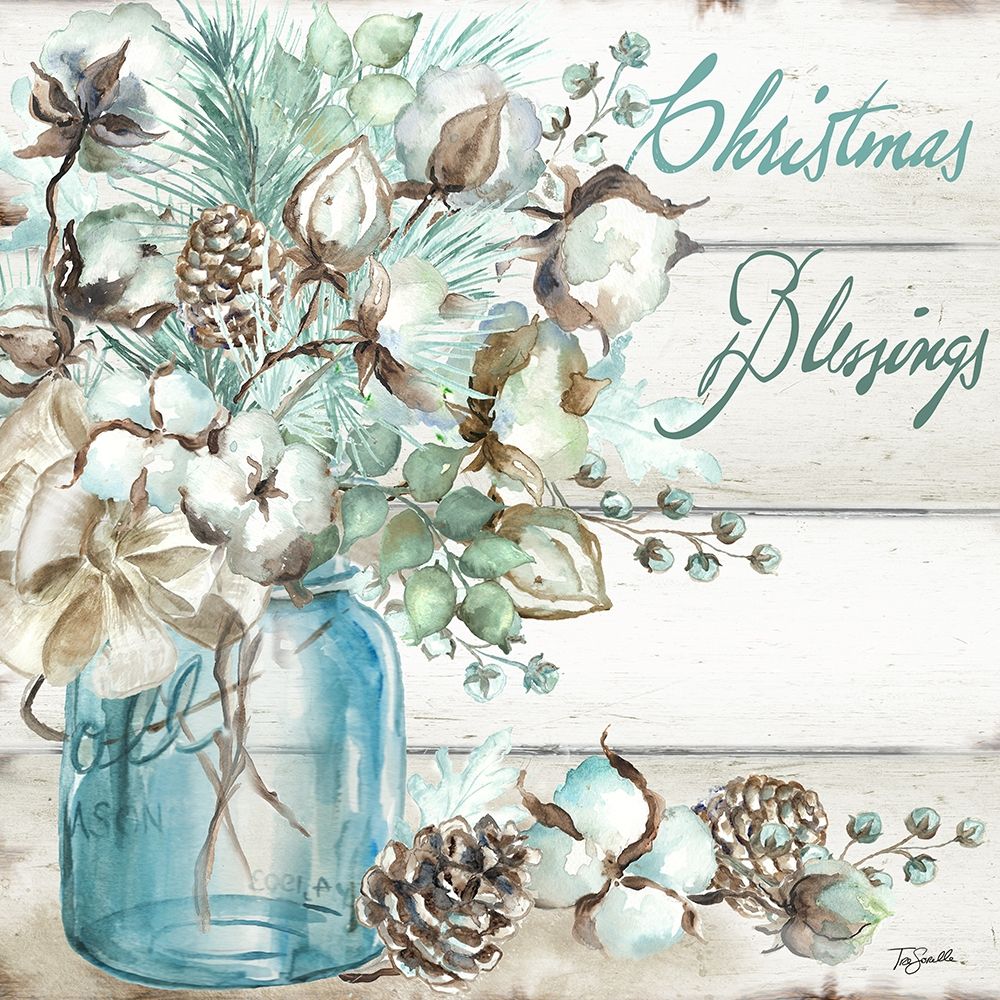 Christmas Blessings Mason Jar square art print by Tre Sorelle Studios for $57.95 CAD
