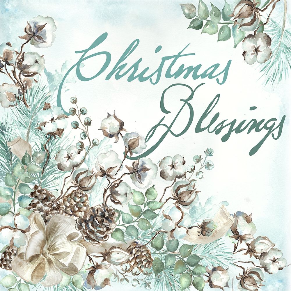 Christmas Blessings Cotton Boll square art print by Tre Sorelle Studios for $57.95 CAD