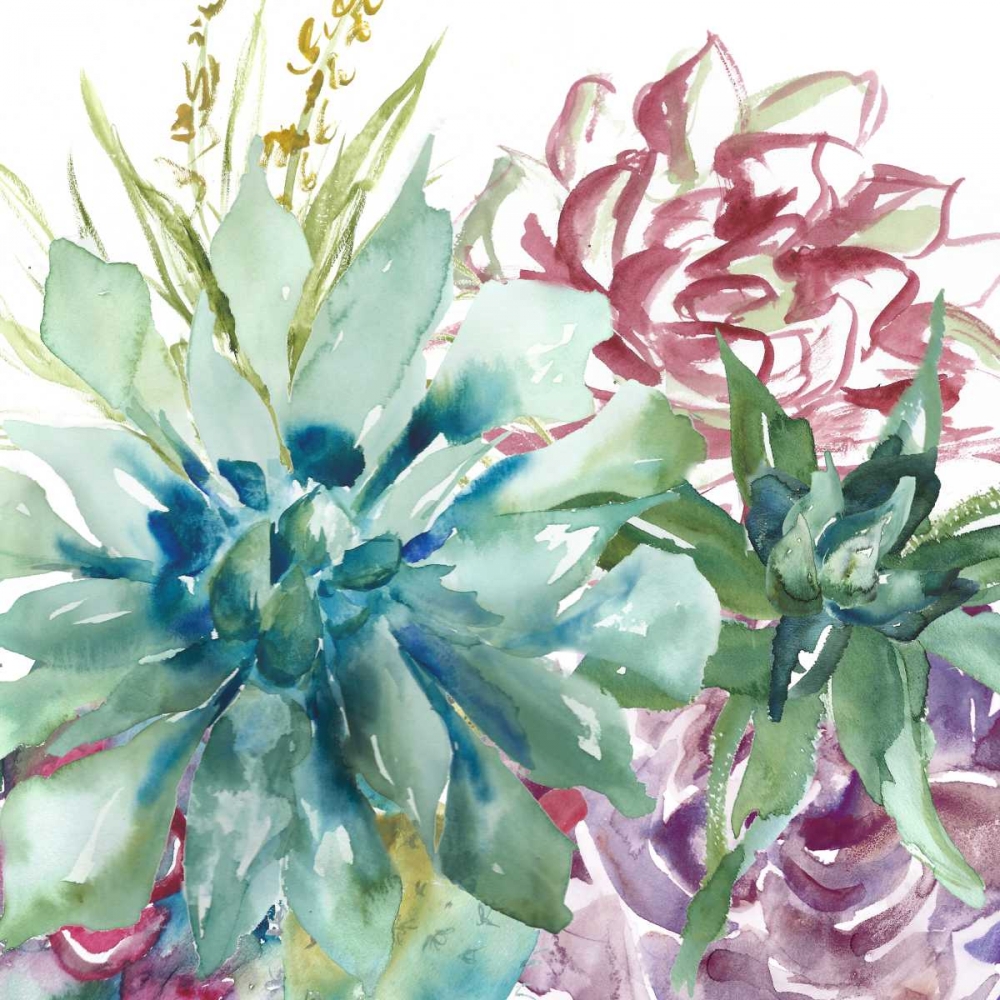 Succulent Garden Watercolor II art print by Tre Sorelle Studios for $57.95 CAD
