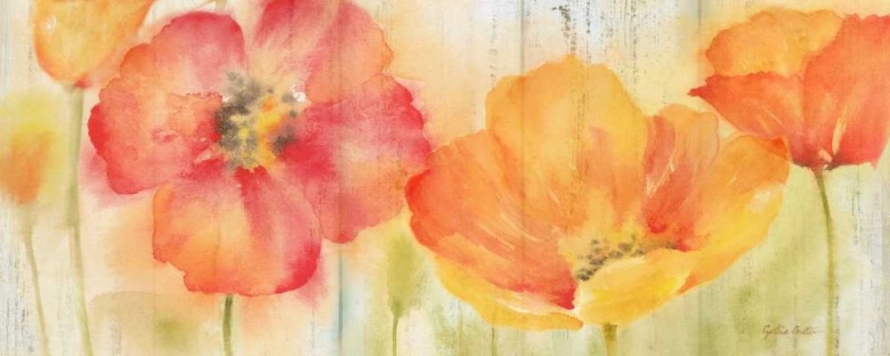 Poppy Meadow Spice Woodgrain Panel art print by Cynthia Coulter for $57.95 CAD